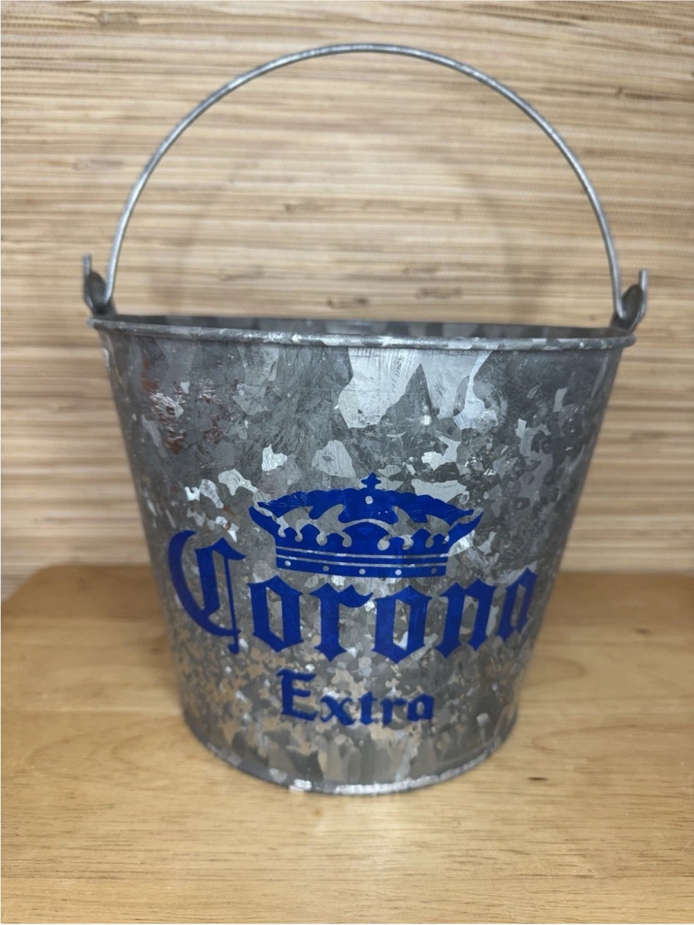 Corona Galvanized Ice Bucket w/Blue Logo
